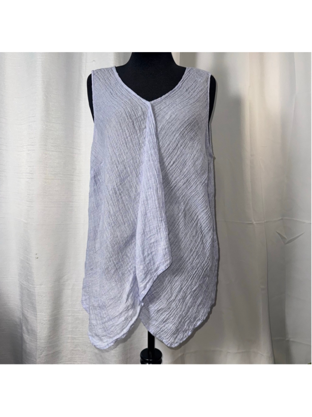 Women's Pure Jill Light Blue Linen Tank Top XL